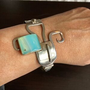 Silver Bracelet with Blue Stone